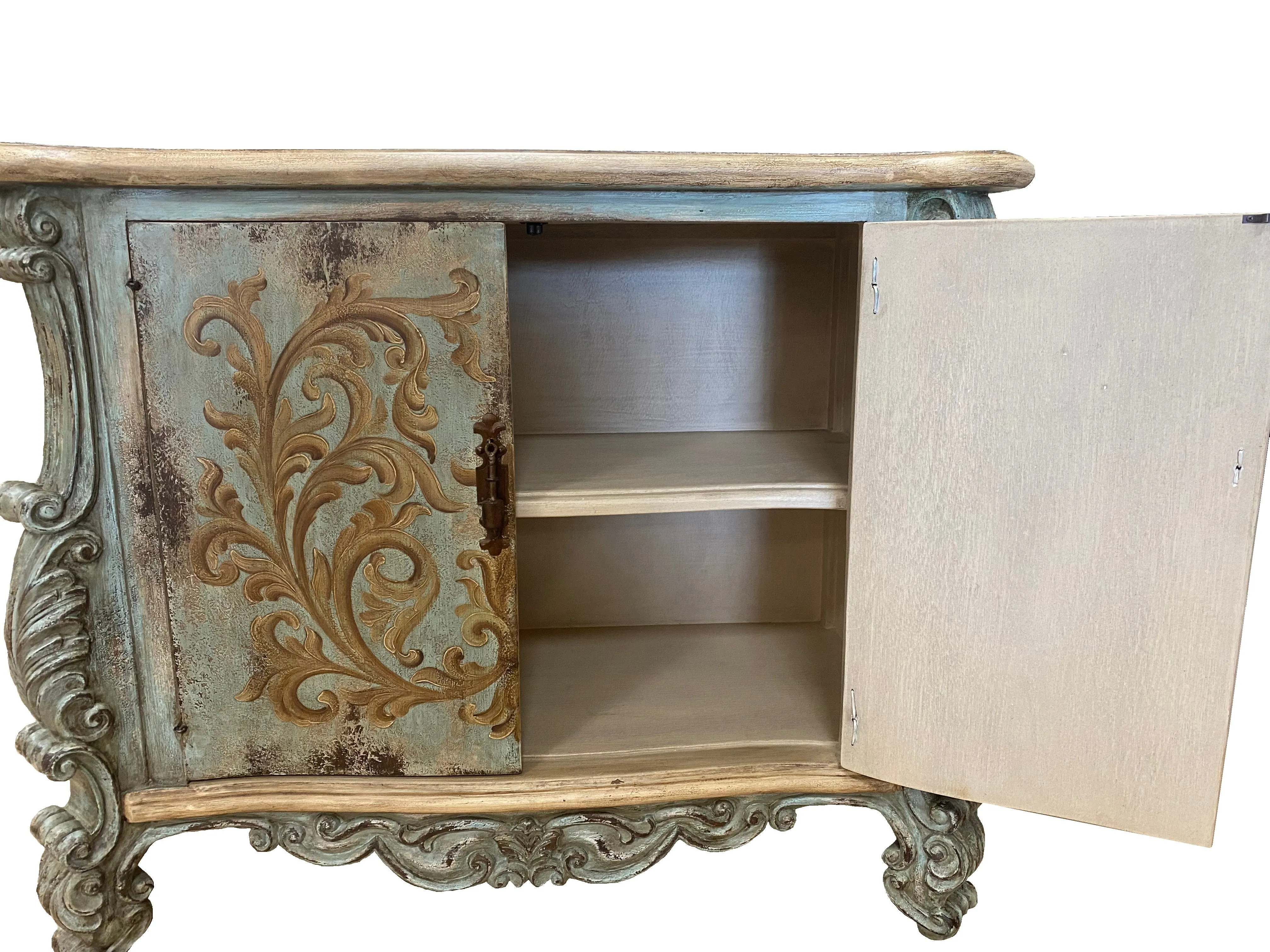 Peruvian San Miguel Hand Painted Wood Buffet