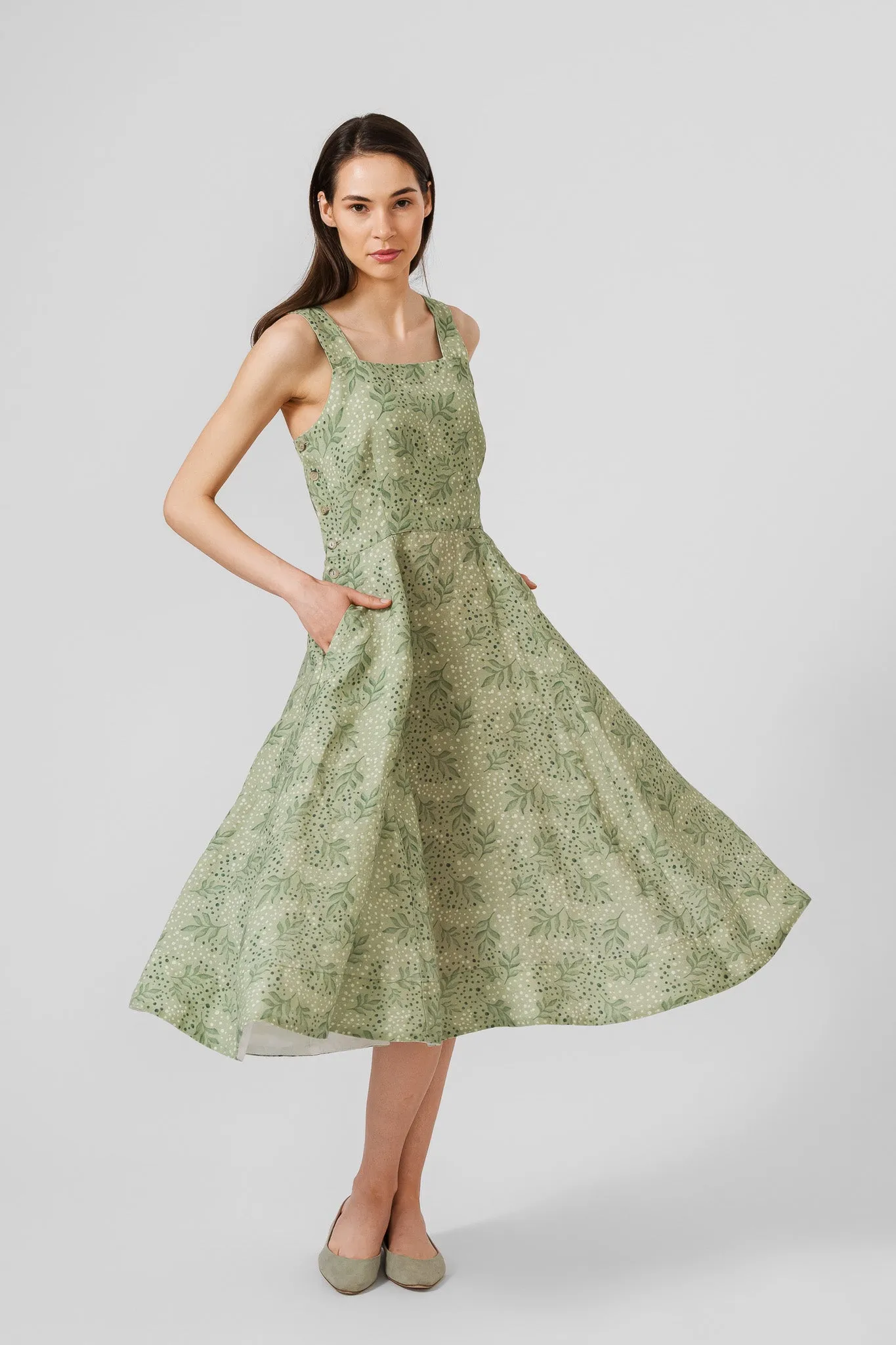 Pinafore Dress, Sleeveless, Patterned