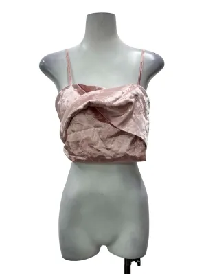 Pink Floral Patterned Cropped Sleeveless Top