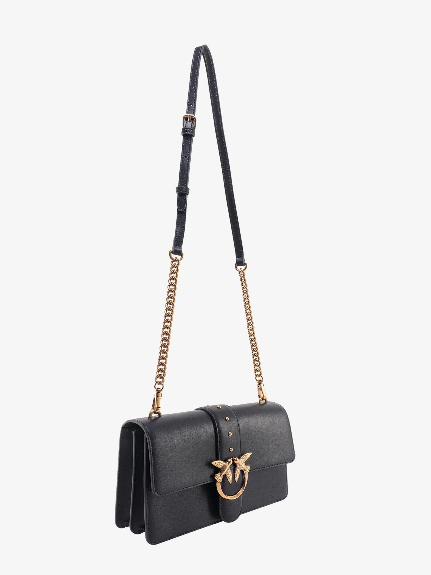 Pinko Leather Shoulder Bag With Love Birds Buckle