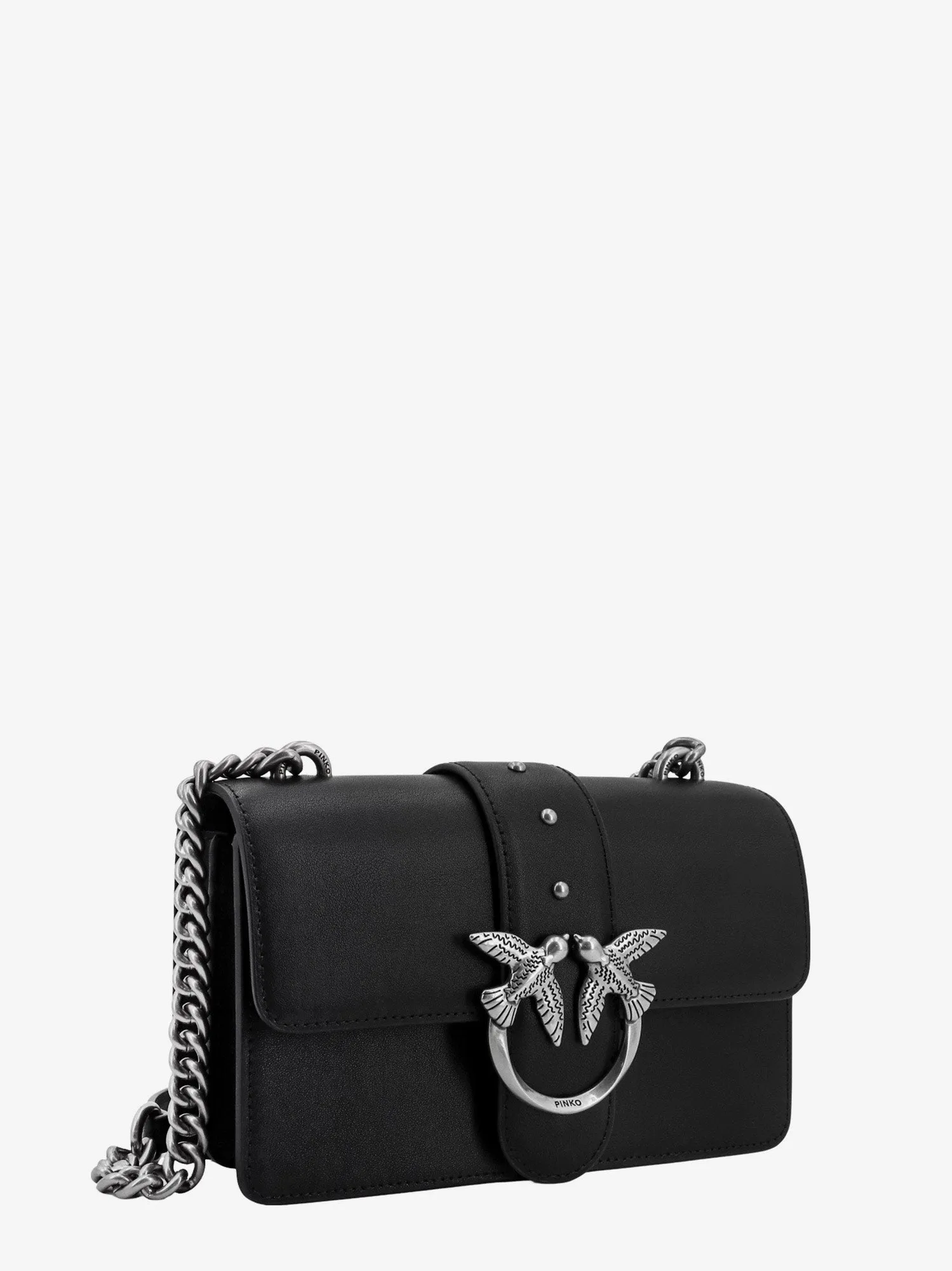Pinko Leather Shoulder Bag With Love Birds Buckle