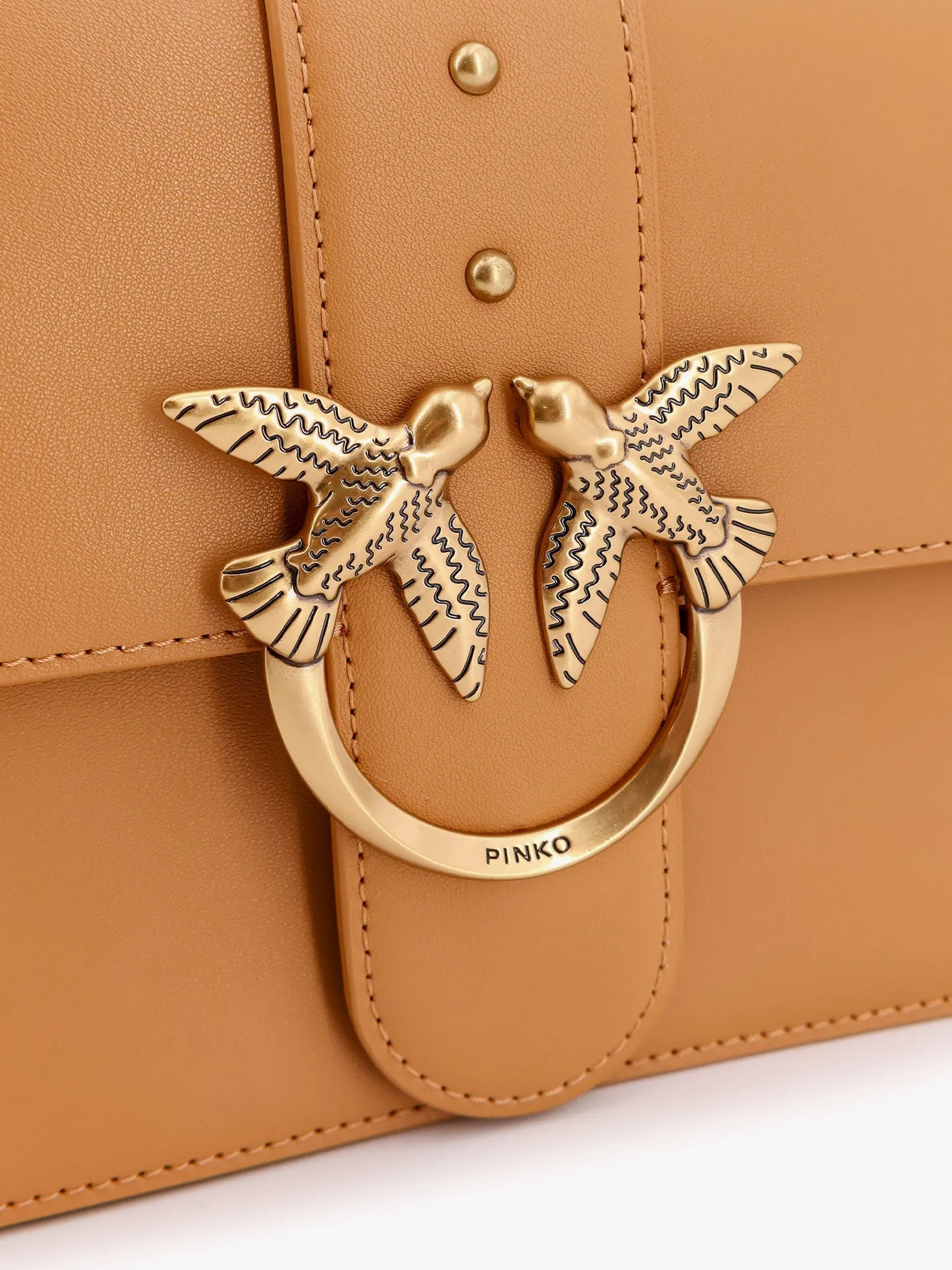 Pinko Leather Shoulder Bag With Love Birds Buckle