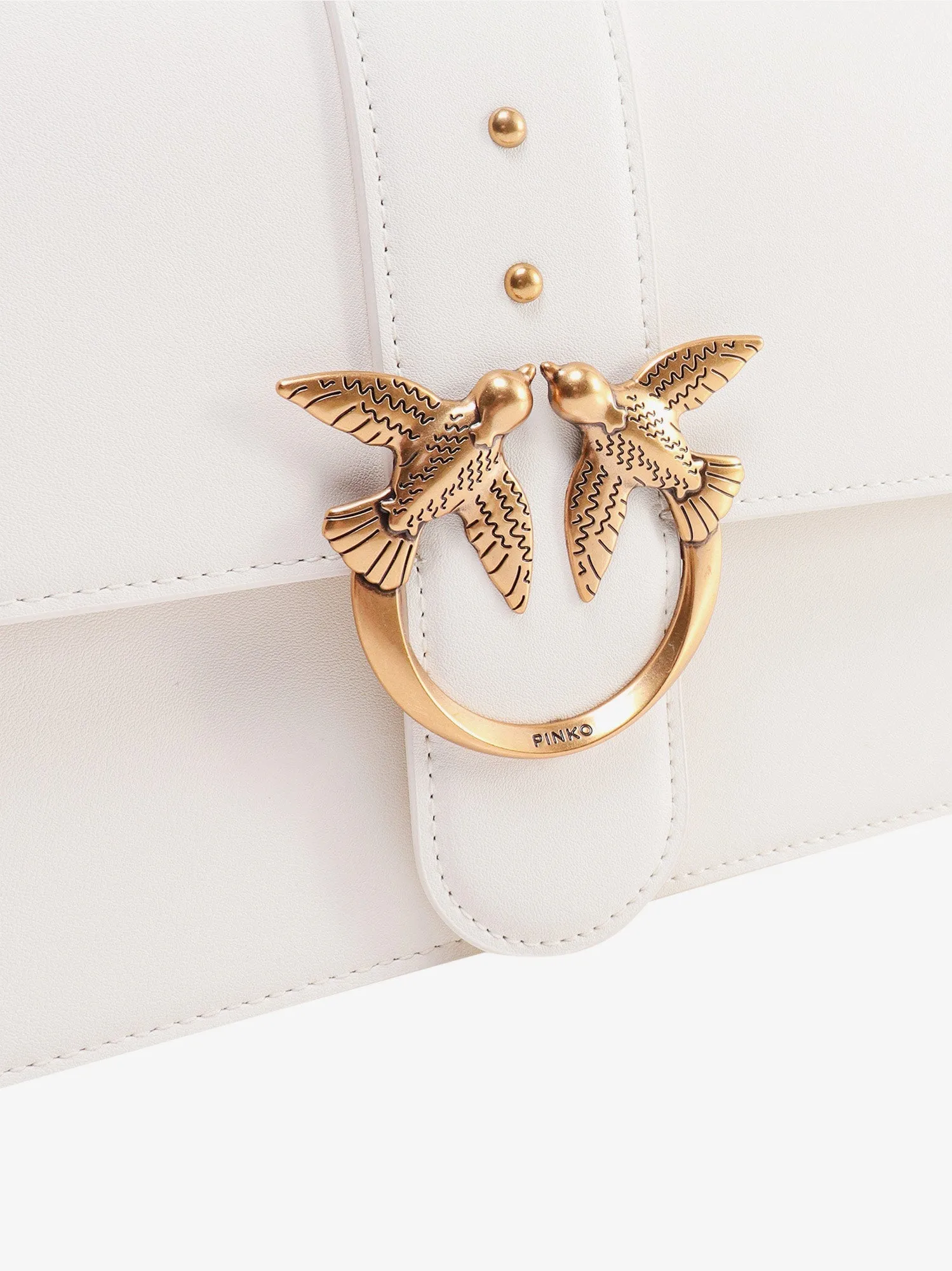 Pinko Leather Shoulder Bag With Love Birds Buckle