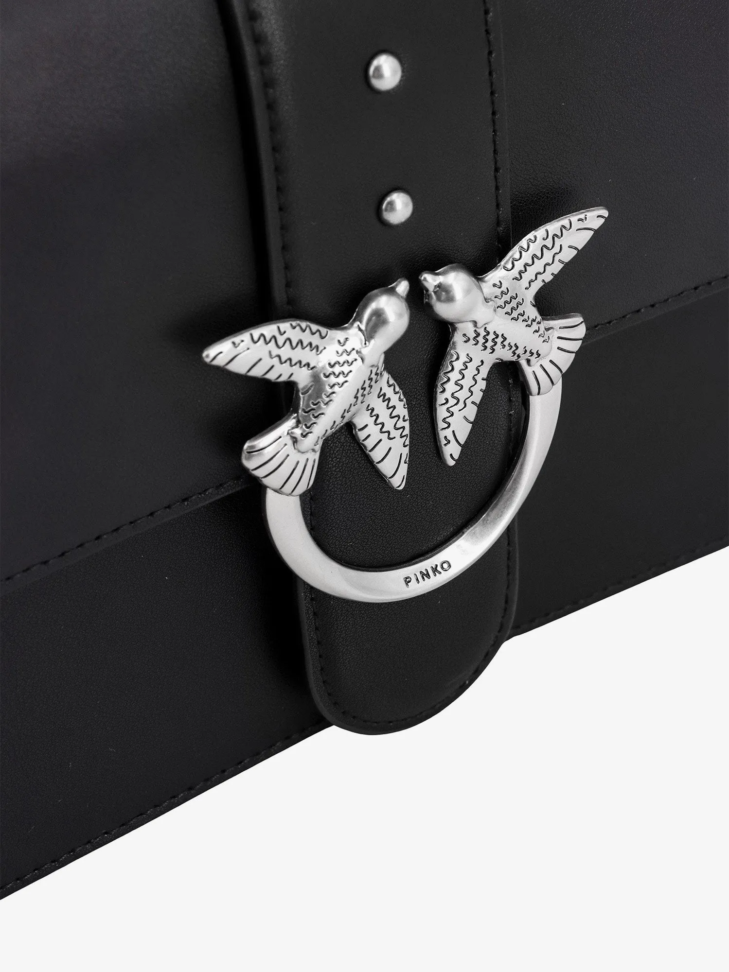 Pinko Leather Shoulder Bag With Love Birds Buckle