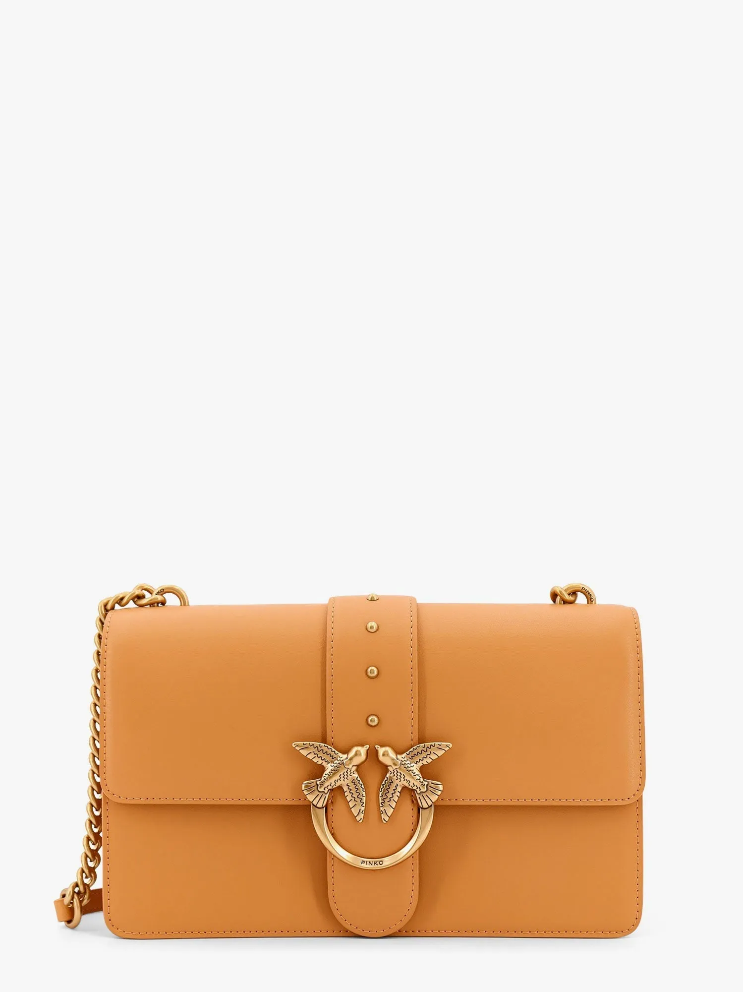 Pinko Leather Shoulder Bag With Love Birds Buckle