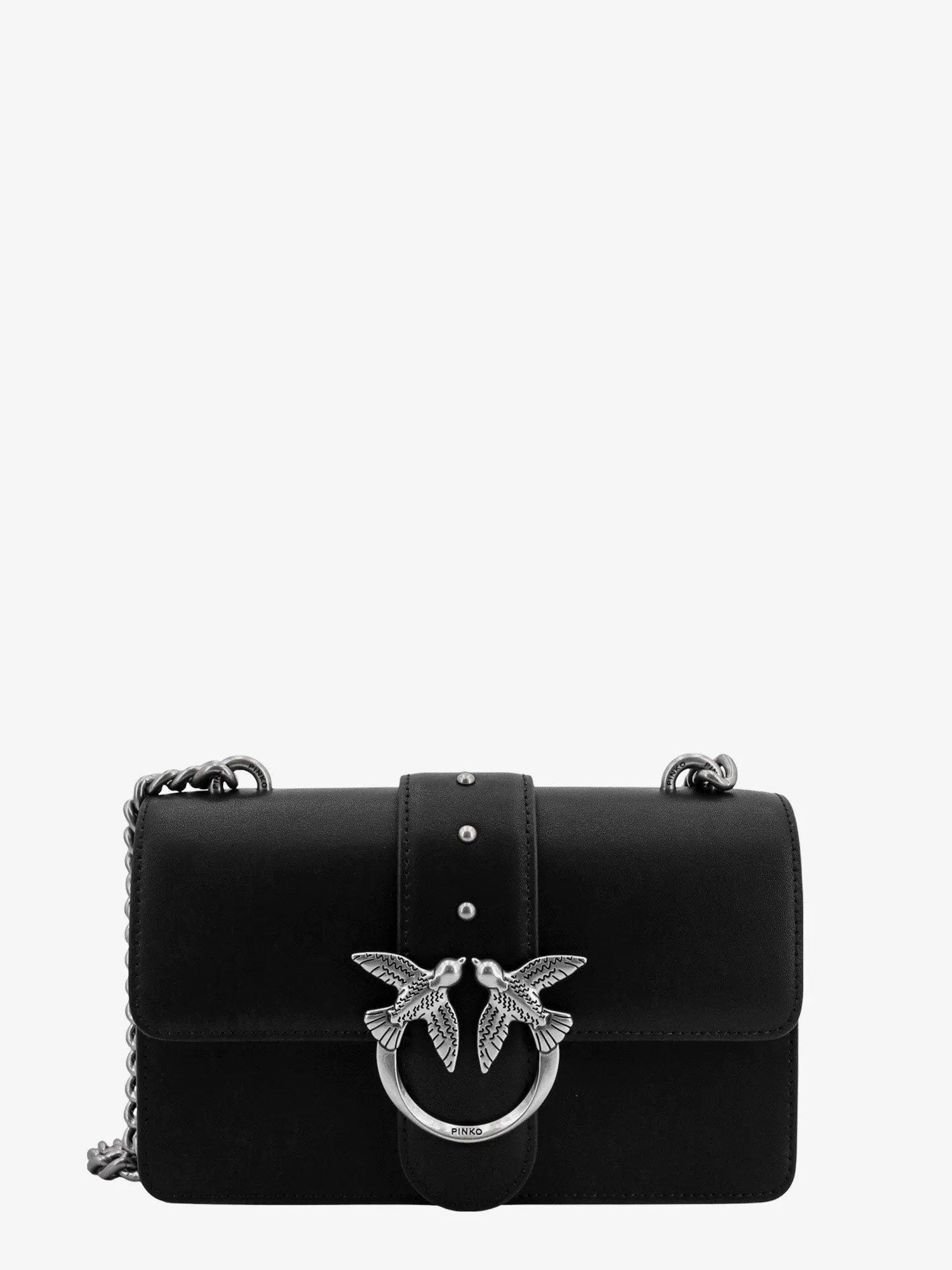Pinko Leather Shoulder Bag With Love Birds Buckle