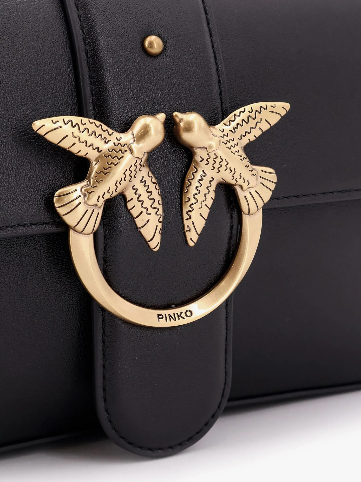 Pinko Love One Classic Leather Shoulder Bag