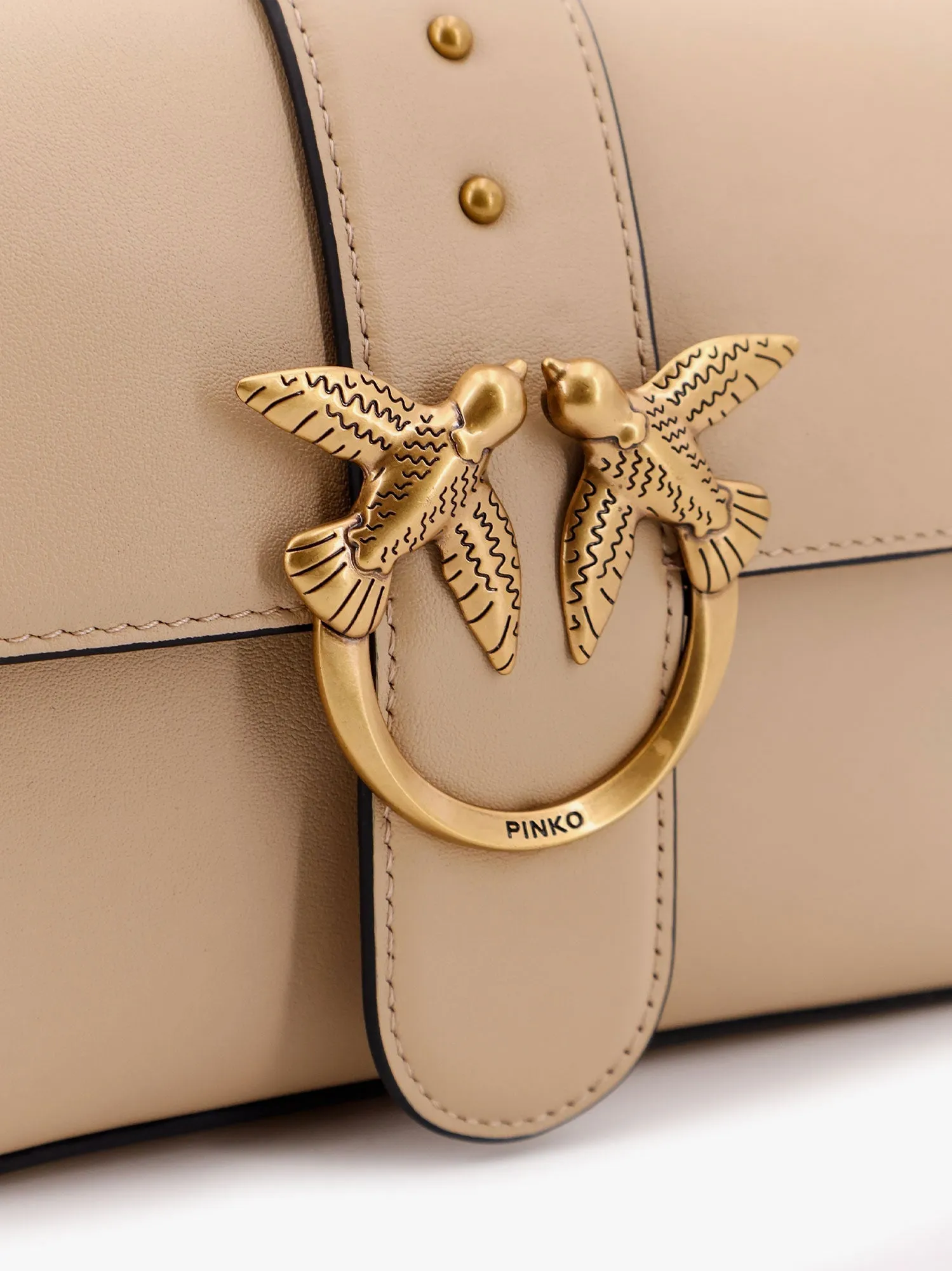 Pinko Love One Classic Leather Shoulder Bag