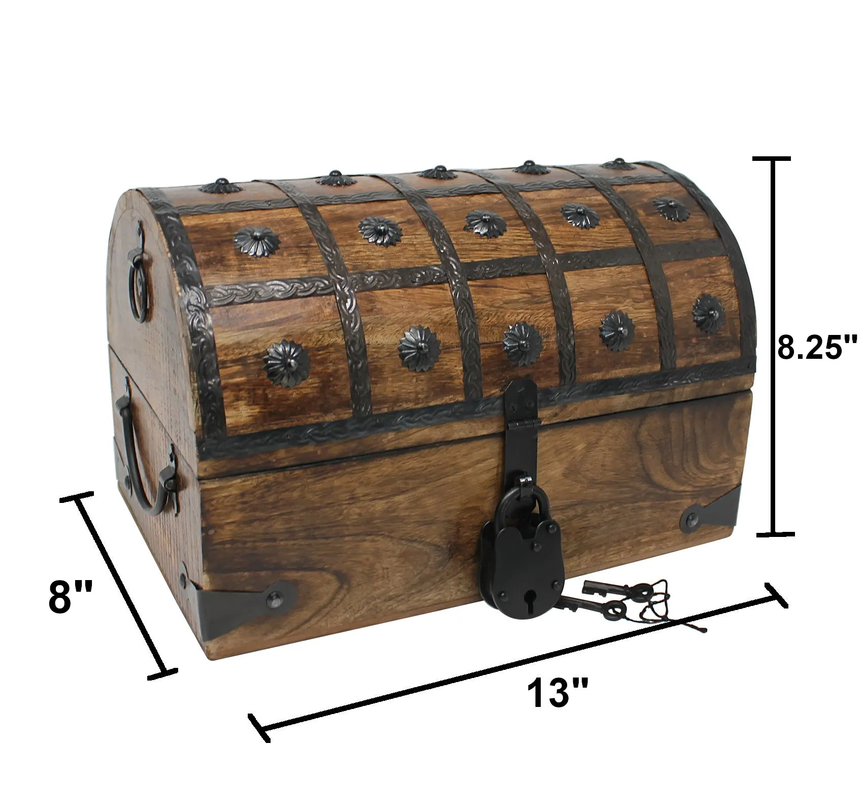 Pirate Treasure Chest with Lock and Skeleton Key - Large
