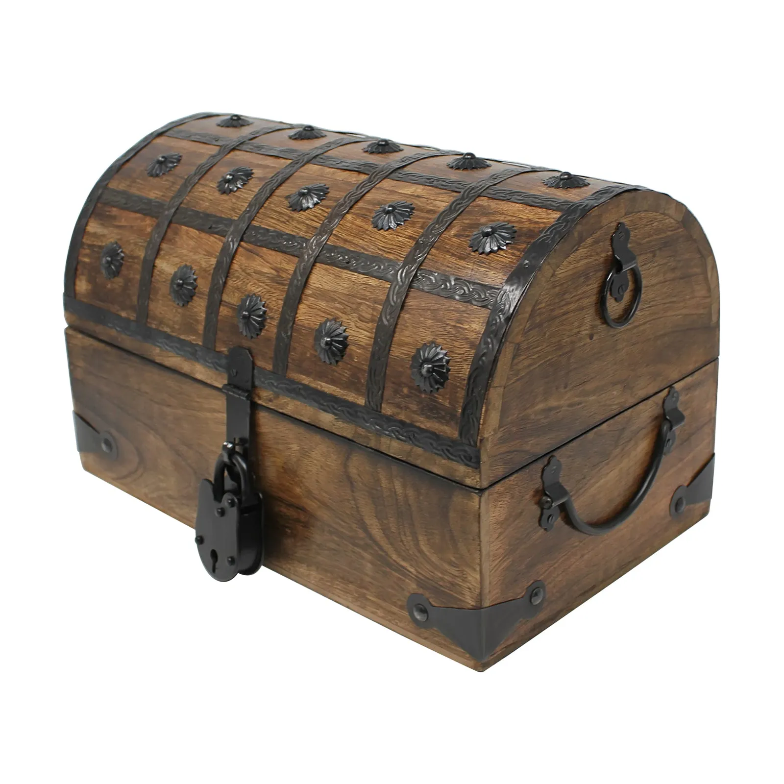 Pirate Treasure Chest with Lock and Skeleton Key - Large