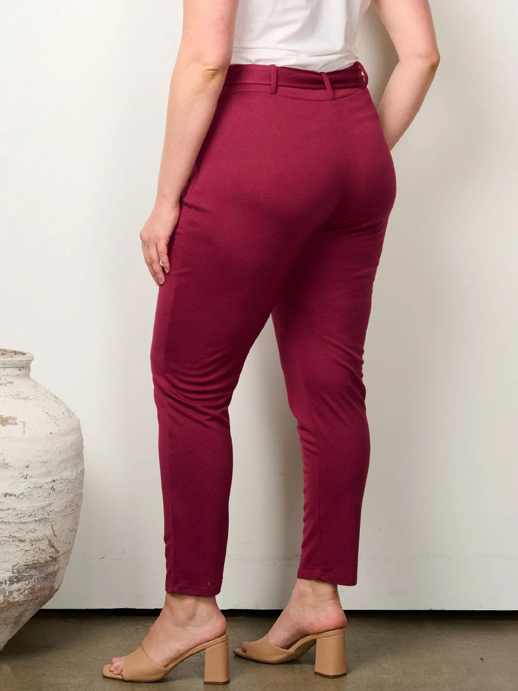PLUS SIZE ZIP UP SELF TIE POCKETS SKINNY PANTS