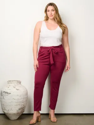 PLUS SIZE ZIP UP SELF TIE POCKETS SKINNY PANTS
