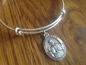 Pope Francis Silver Medal Charm on a Silver Expandable Adjustable Bangle Bracelet Inspirational Jewelry