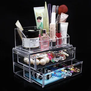 Portable Transparent Acrylic Cosmetic Organizer Drawer Makeup Case Storage Insert Holder Box