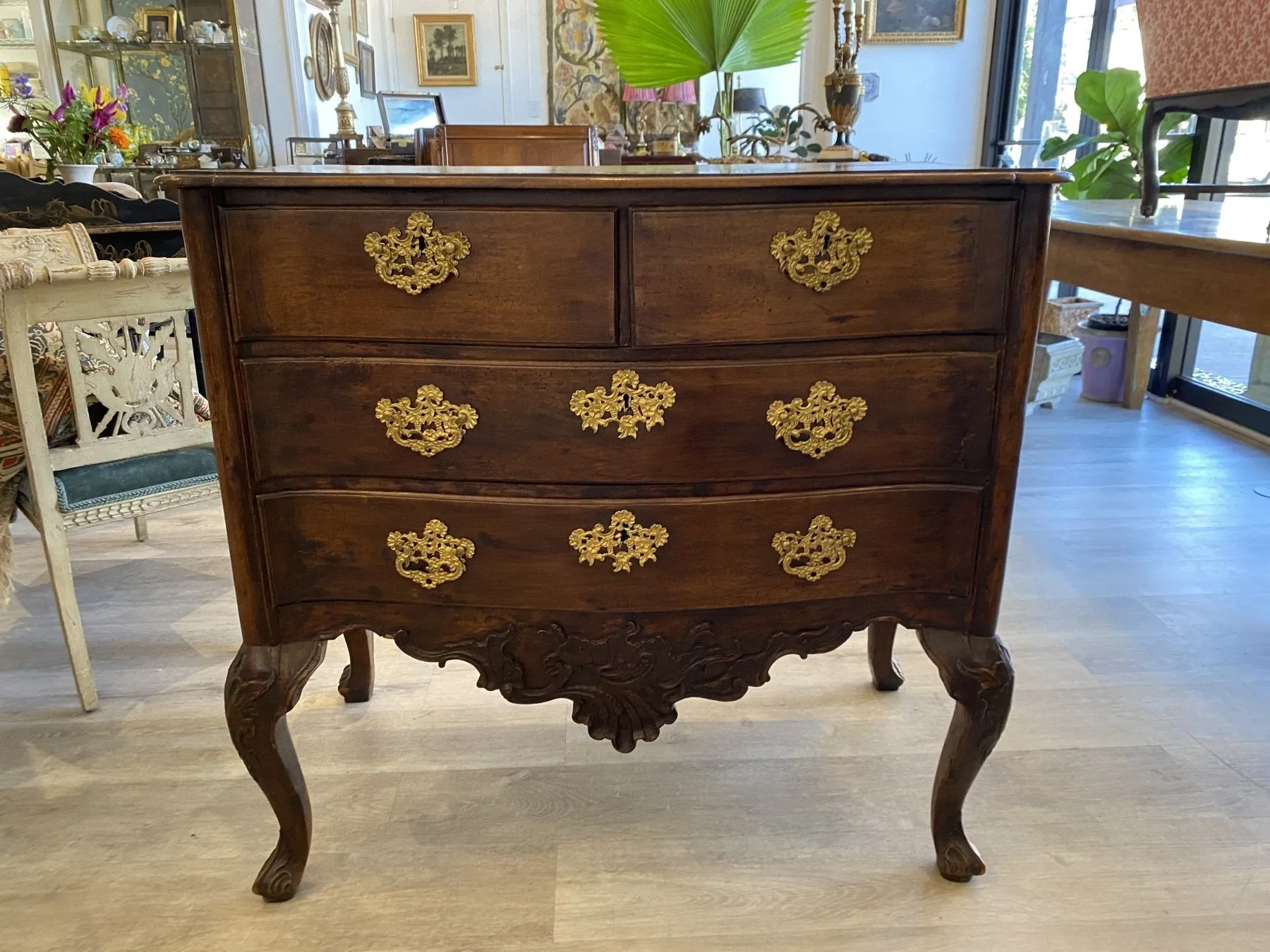 Portuguese Walnut Commode, 18th Century, Fine Carving