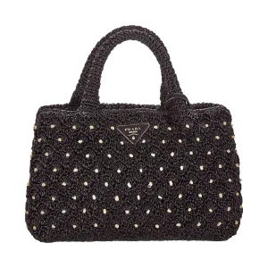 Prada Black Raffia Shoulder Bag