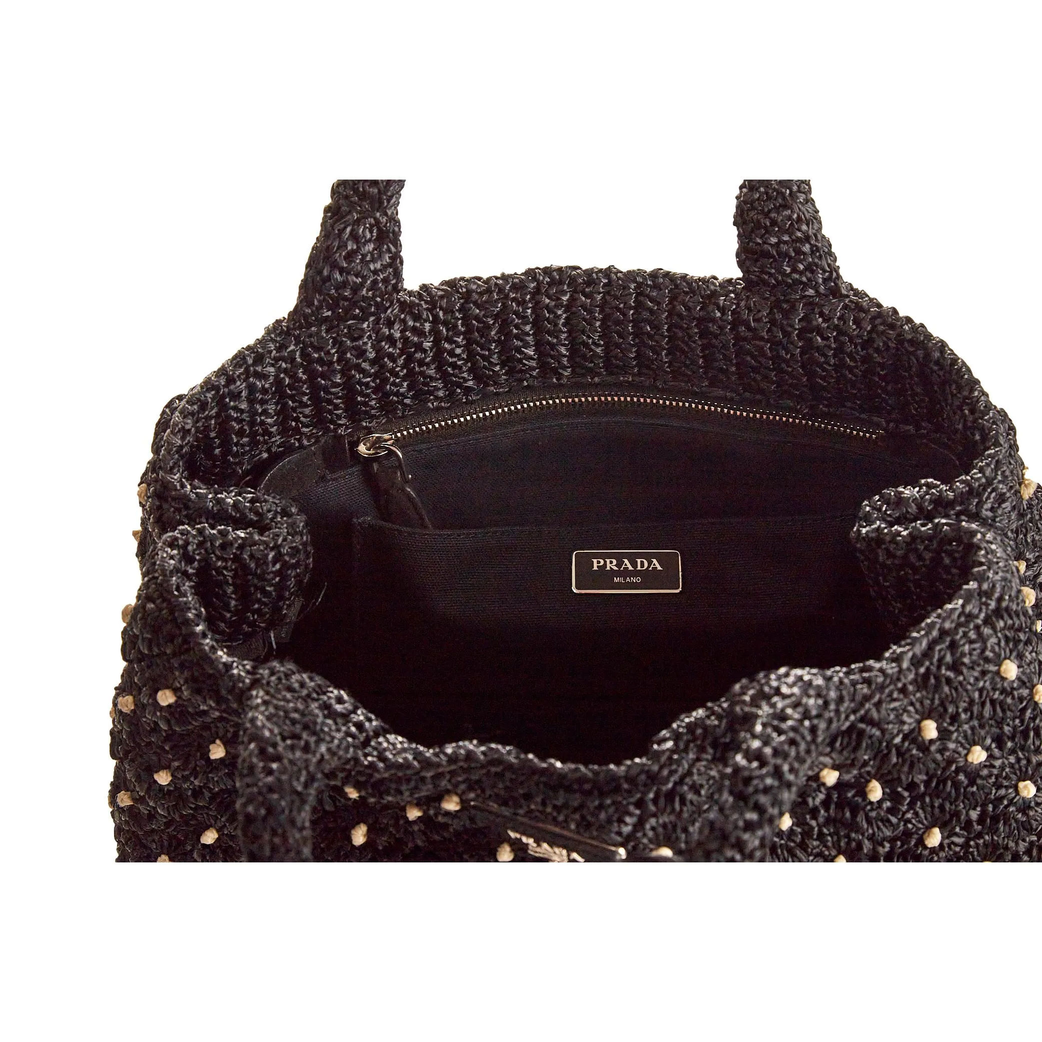 Prada Black Raffia Shoulder Bag