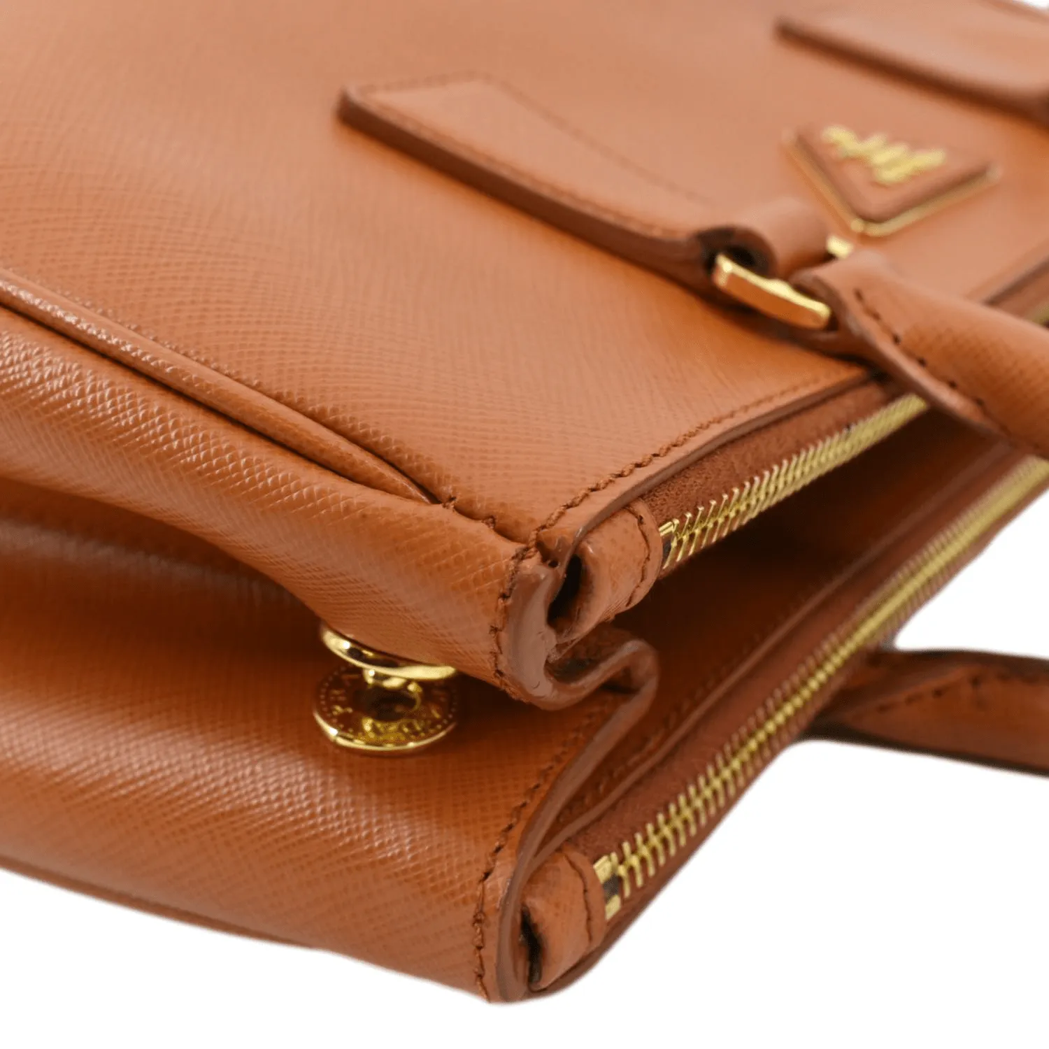 PRADA Galleria Double-Zip Saffiano Leather Tote Bag Orange