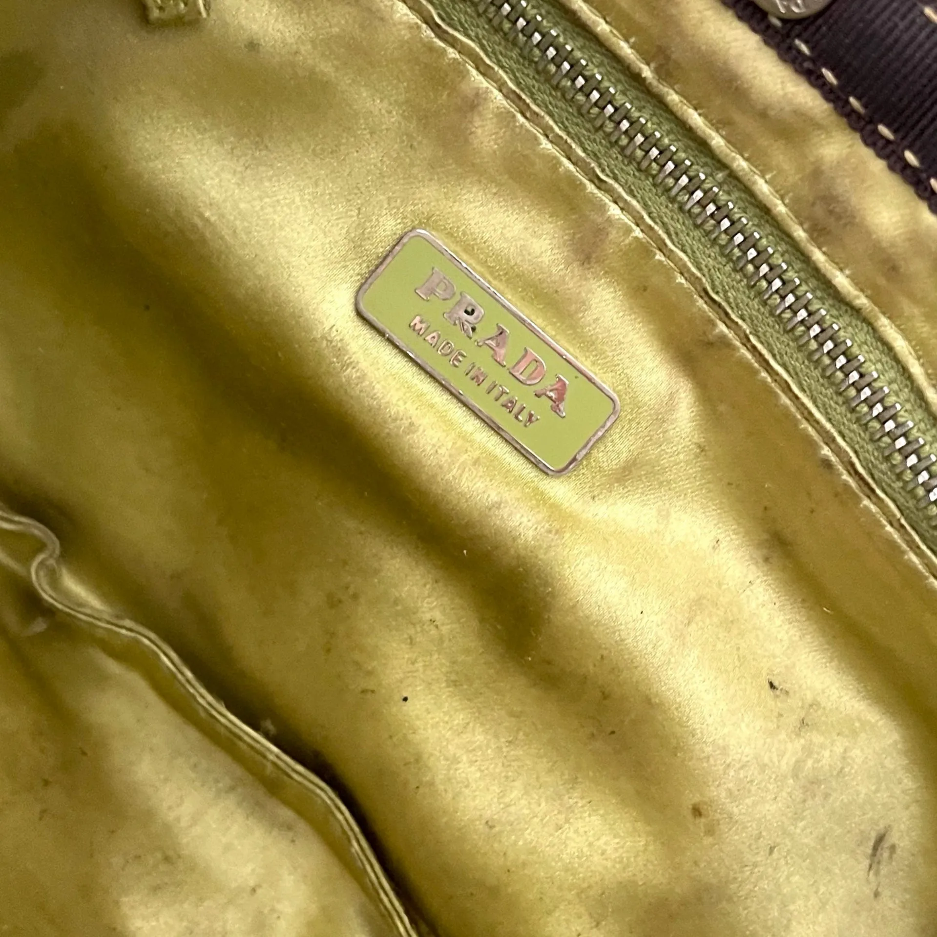 Prada Green Silk Shoulder Bag