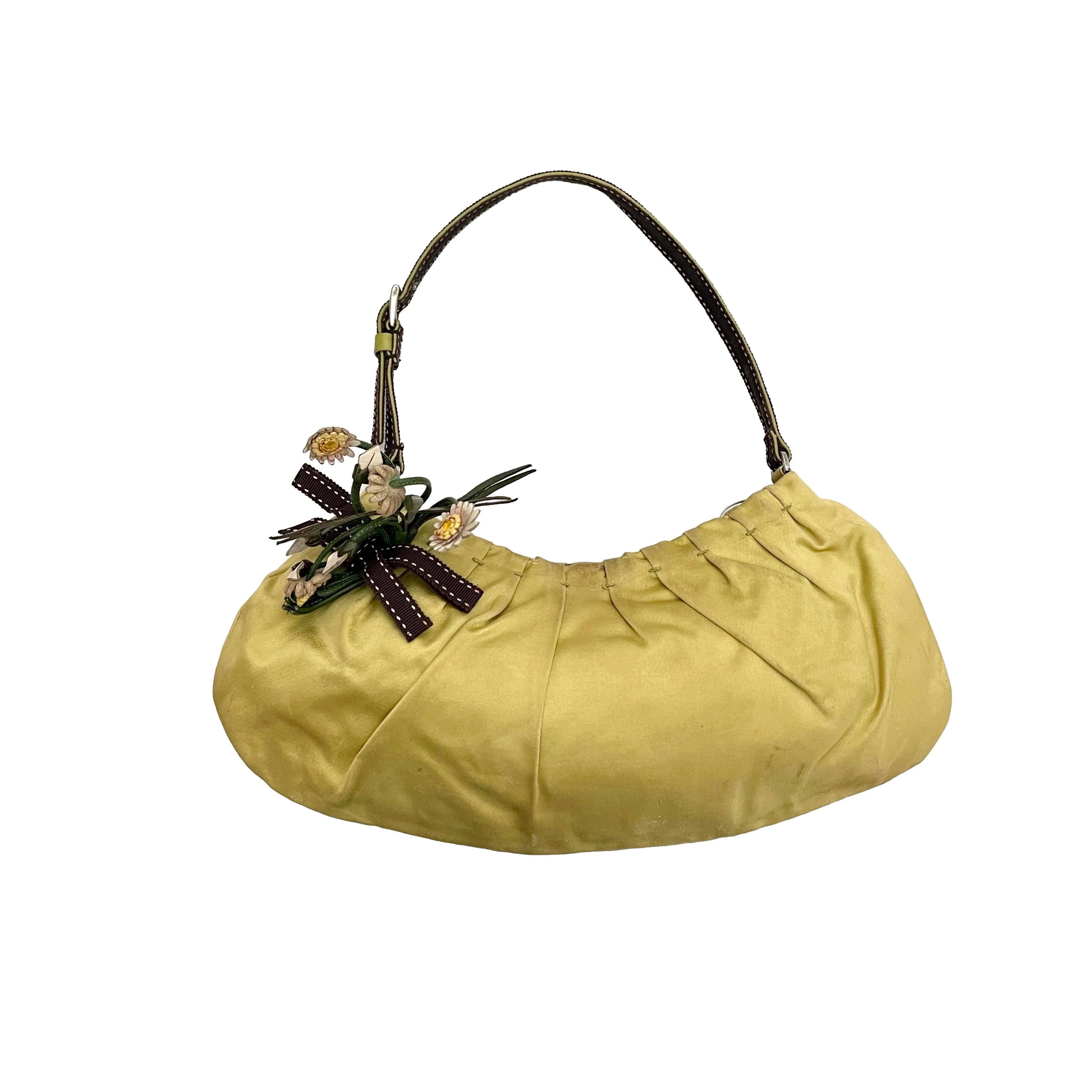 Prada Green Silk Shoulder Bag