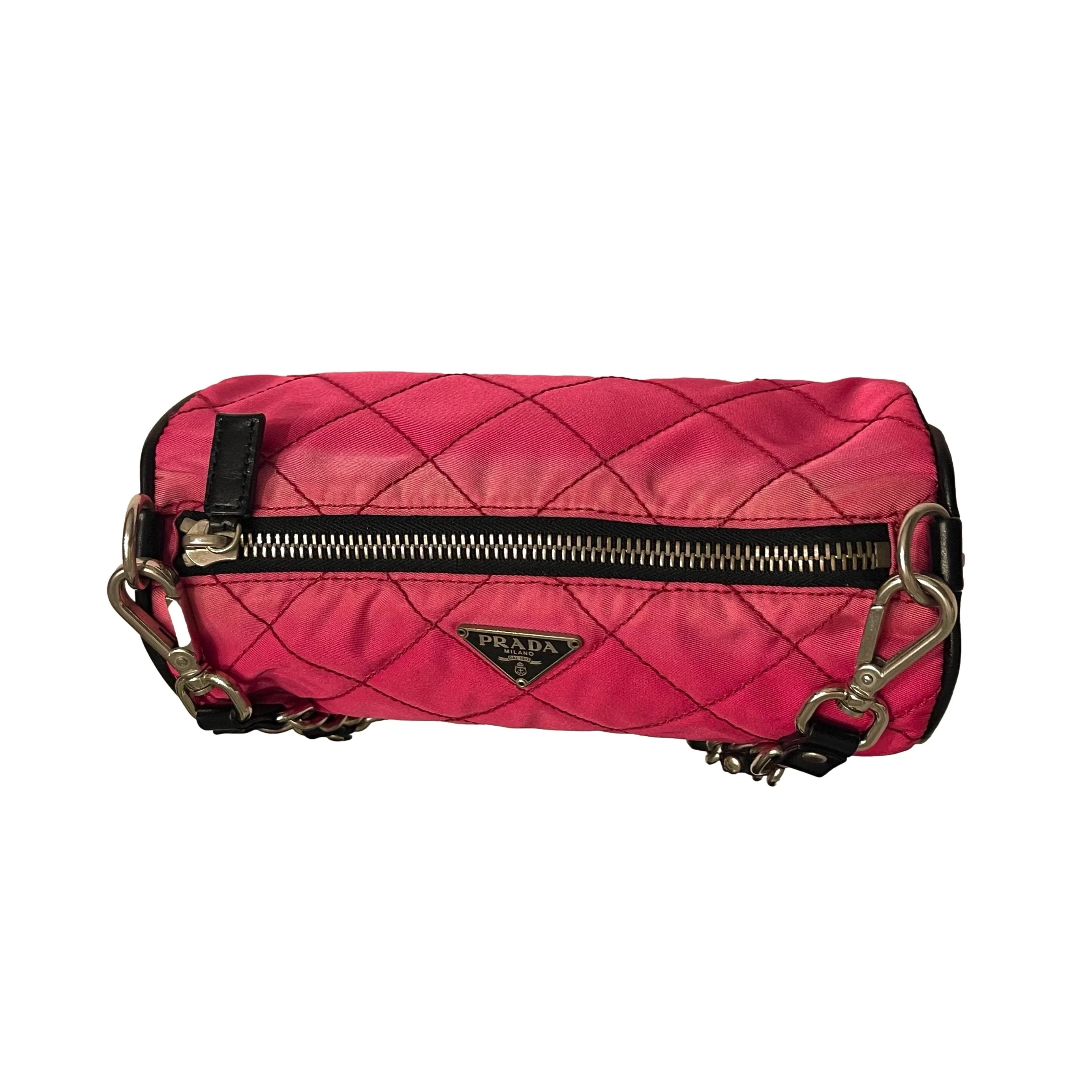 Prada Pink Nylon Chain Shoulder Bag