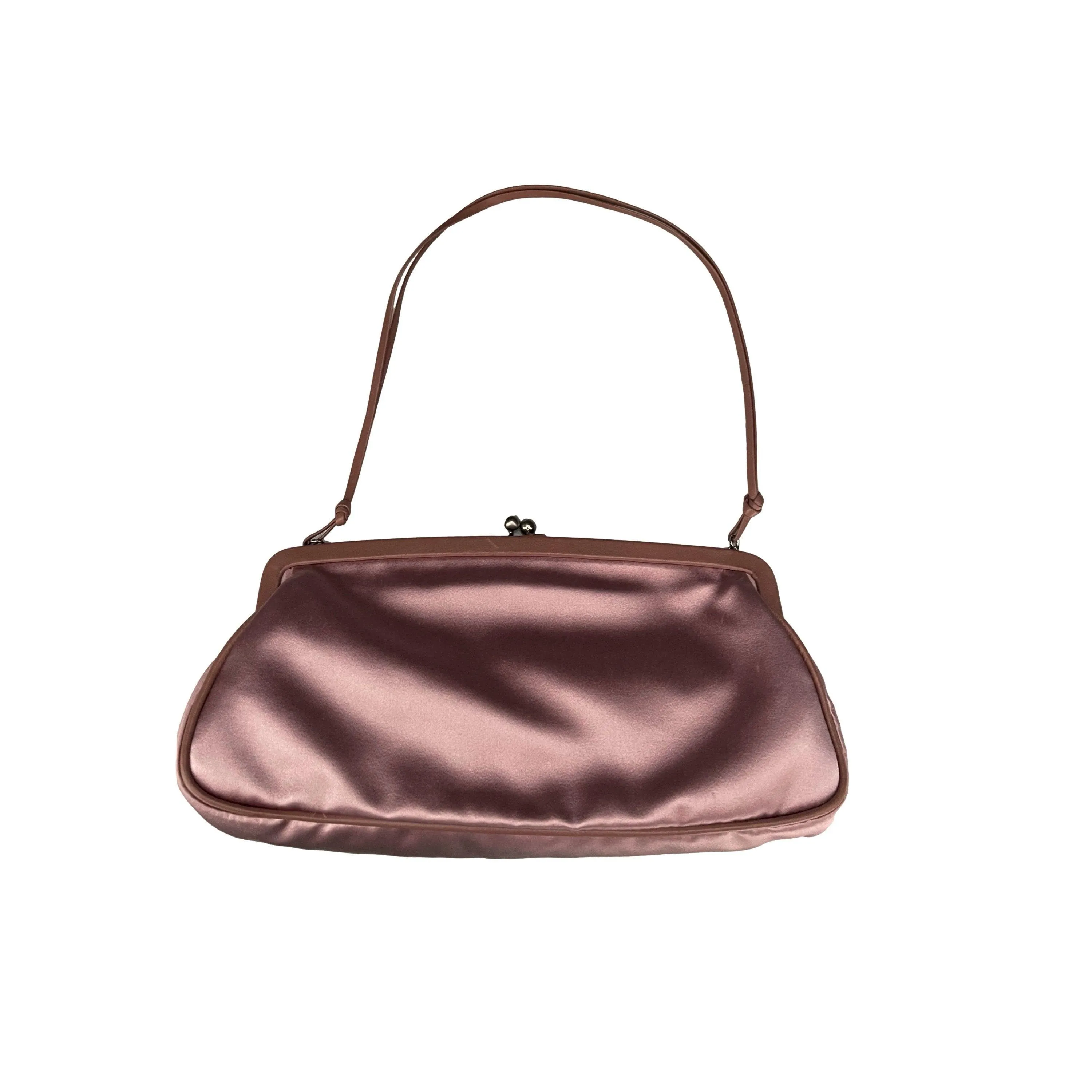 Prada Pink Satin Kisslock Shoulder Bag