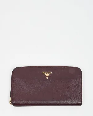 Prada Purple Saffiano Leather Zippy Wallet