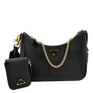 PRADA Re-Edition 2005 Saffiano Leather Shoulder Bag Black