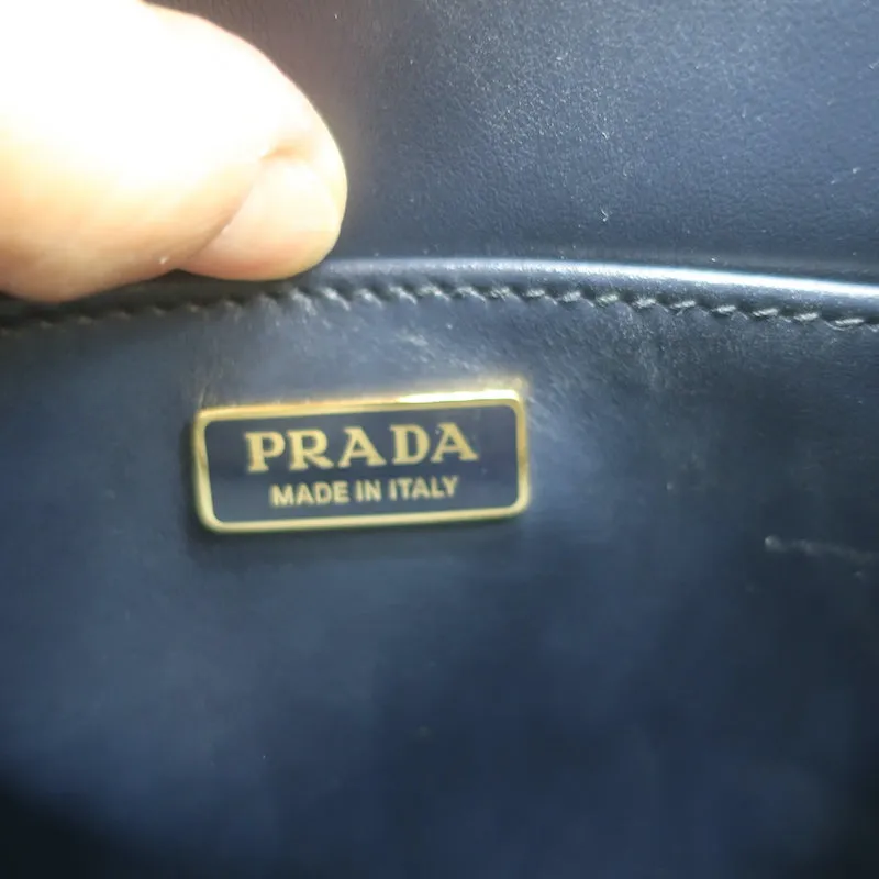 Prada Symbole Mini Tote Baltic Blue/White Embroidered Jacquard Crossbody Bag NEW