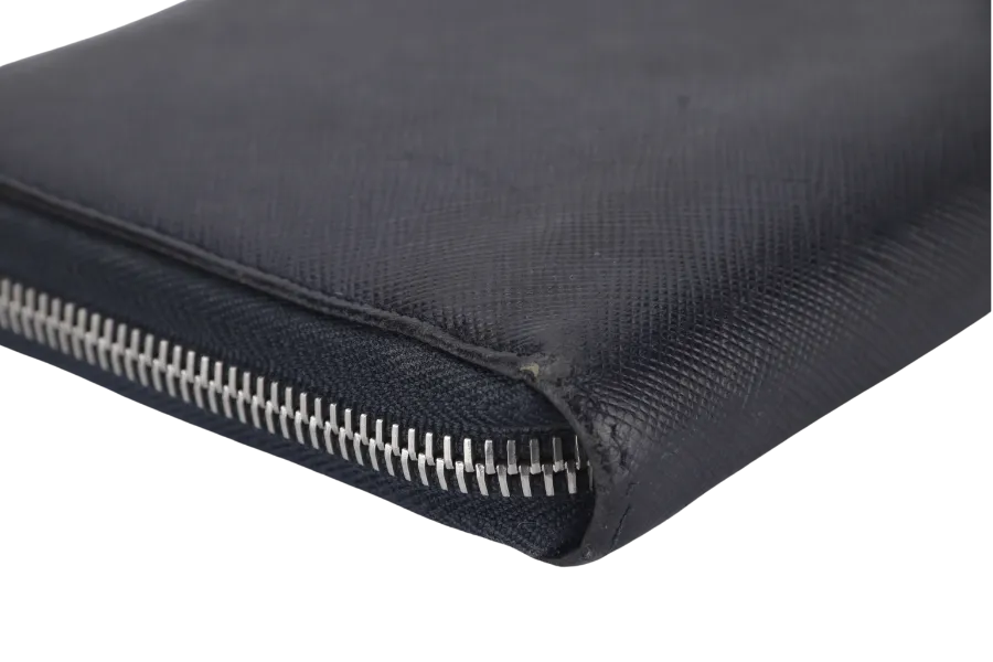 PRADA TAIGA SAFFIANO LEATHER ORGANIZER LONG WALLET (1M1188) SILVER HARDWARE NO DUST COVER