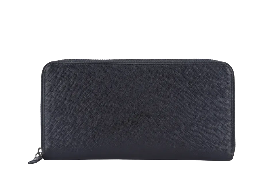 PRADA TAIGA SAFFIANO LEATHER ORGANIZER LONG WALLET (1M1188) SILVER HARDWARE NO DUST COVER