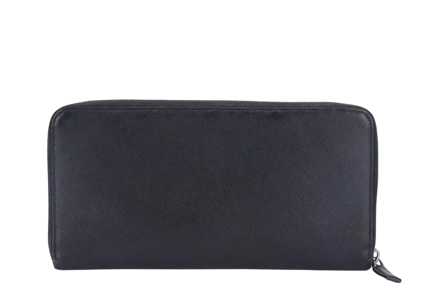 PRADA TAIGA SAFFIANO LEATHER ORGANIZER LONG WALLET (1M1188) SILVER HARDWARE NO DUST COVER