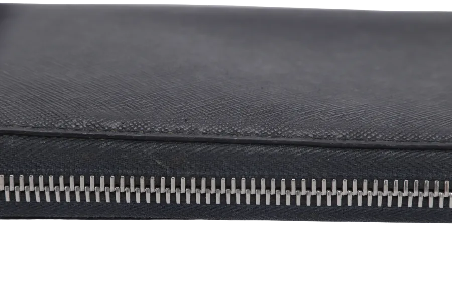 PRADA TAIGA SAFFIANO LEATHER ORGANIZER LONG WALLET (1M1188) SILVER HARDWARE NO DUST COVER