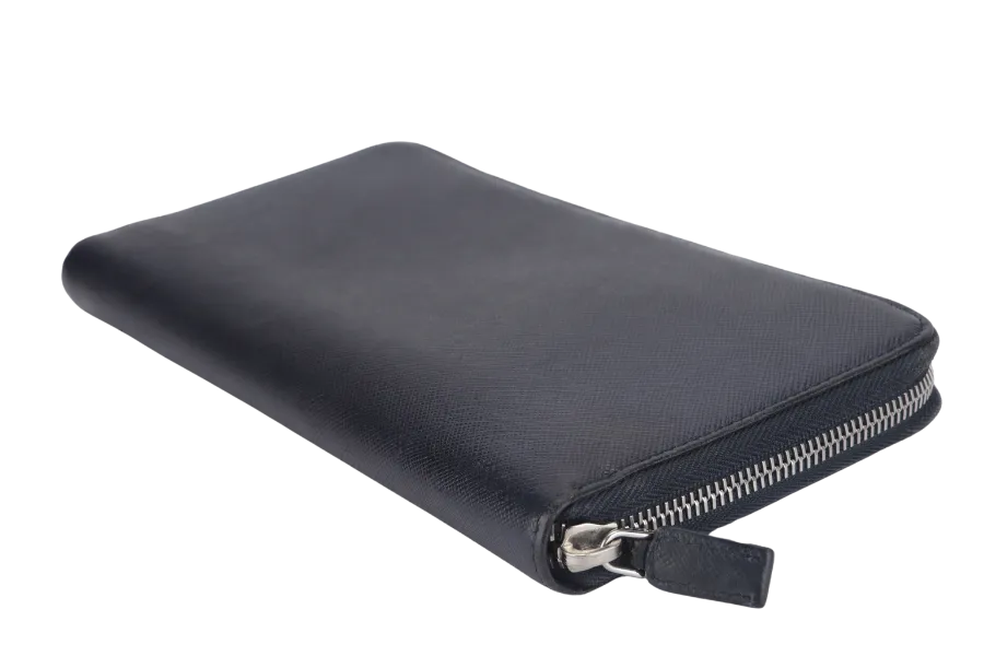 PRADA TAIGA SAFFIANO LEATHER ORGANIZER LONG WALLET (1M1188) SILVER HARDWARE NO DUST COVER