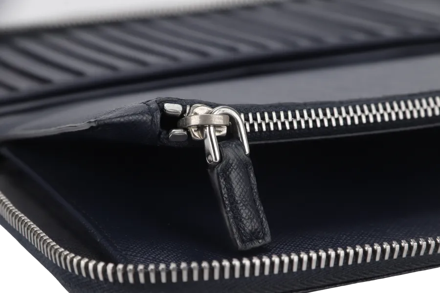 PRADA TAIGA SAFFIANO LEATHER ORGANIZER LONG WALLET (1M1188) SILVER HARDWARE NO DUST COVER