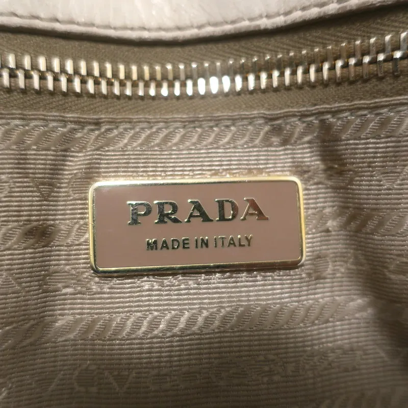 Prada Vernice Gaufre Tote Camel Patent Leather Large Shoulder Bag
