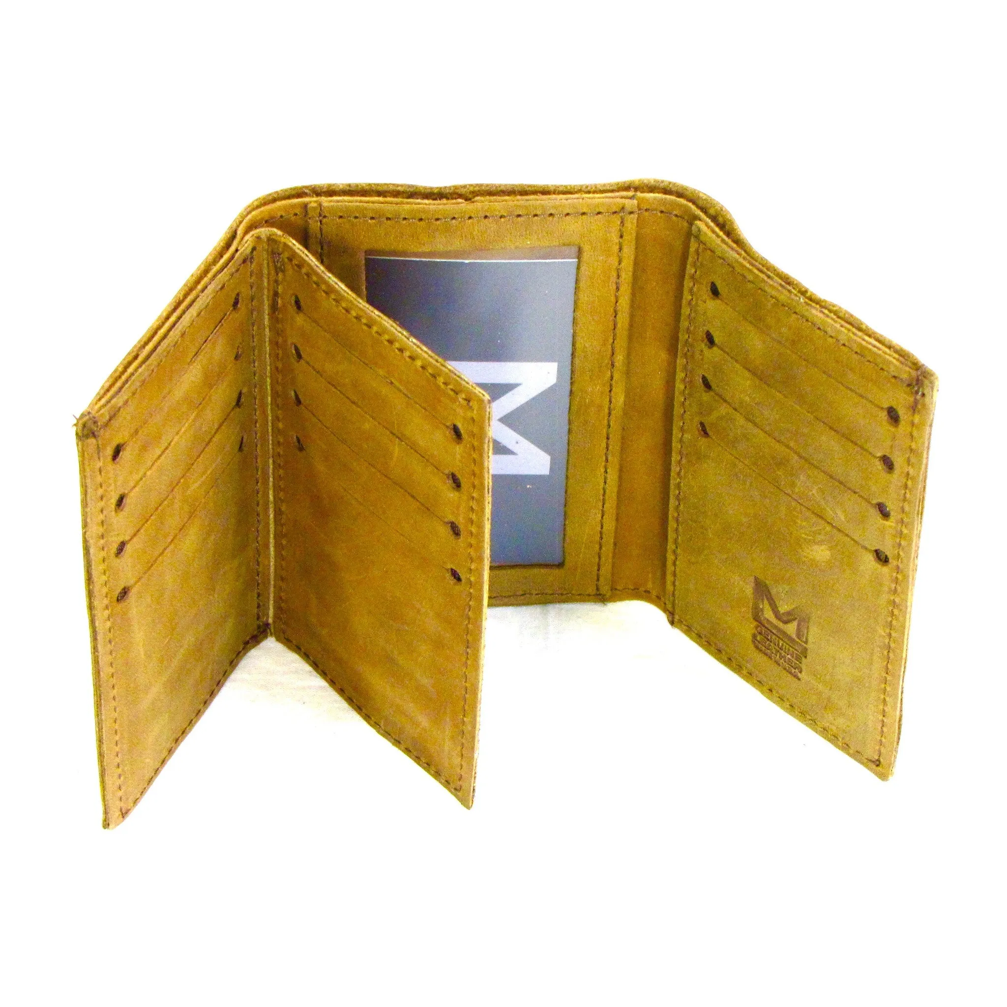 PU374  Large Credit Card Tri-Fold Wallet- Brown