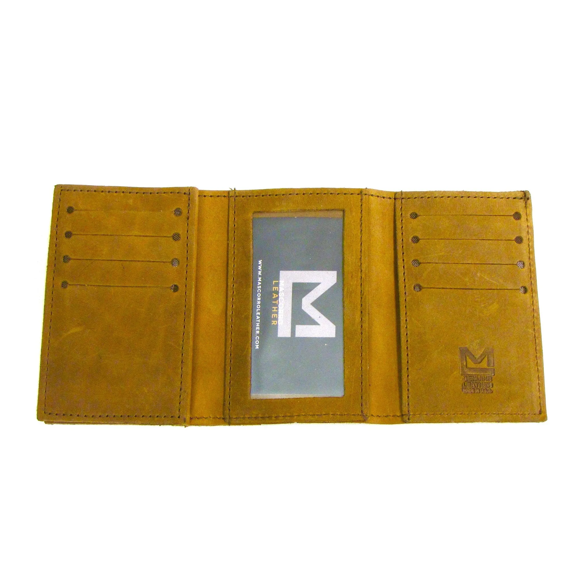 PU374  Large Credit Card Tri-Fold Wallet- Brown
