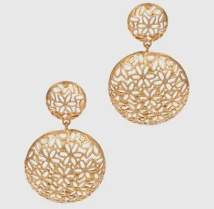 Puffed Floral Drop Earrings