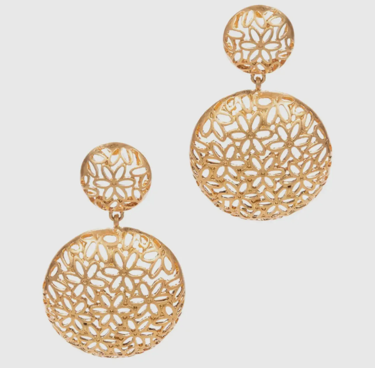 Puffed Floral Drop Earrings