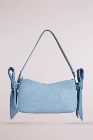 QUERIDA SHOULDER BAG WITH KNOTS LIZARD SKY BLUE