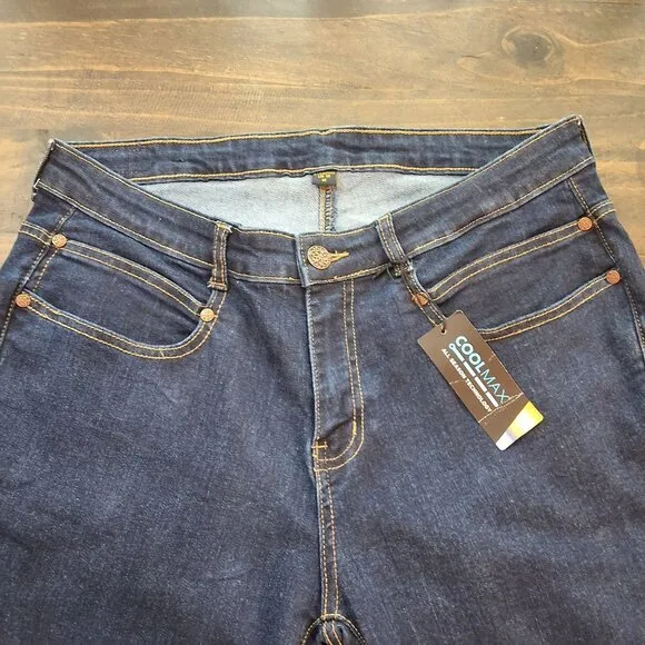 Radian Womens Mid-Rise Straight Leg Jeans Coolmax Indigo Sz 14 Cotton/Spandex Fa