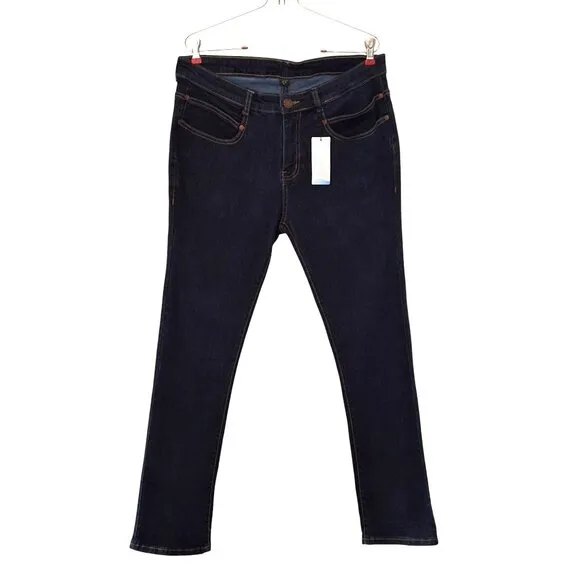 Radian Womens Mid-Rise Straight Leg Jeans Coolmax Indigo Sz 14 Cotton/Spandex Fa