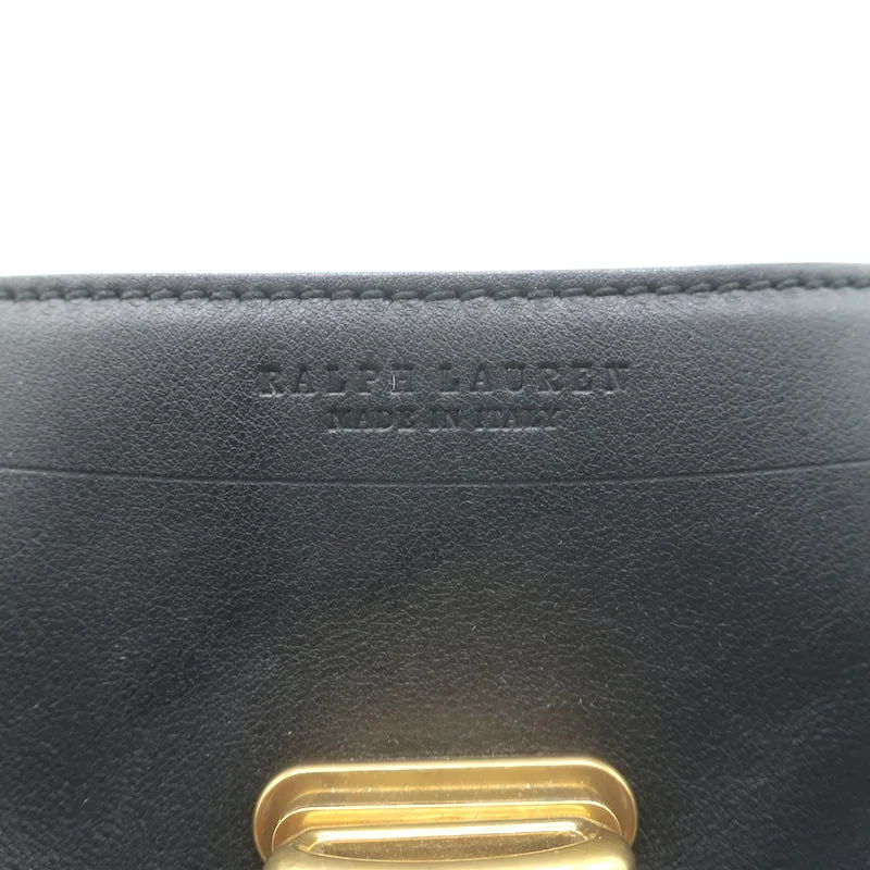 Ralph Lauren Tiffin Medium Shoulder Bag Black Floral-Embroidered Leather