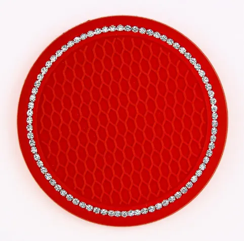 RED - 8 Piece Extra Plush Car Accessories Set with **BONUS 2 Red Rhinestone Car Coasters**