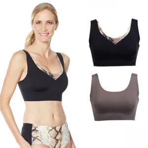 Rhonda Shear 2 Pack Body Bras With Removable Pads Mocha/ Black XL