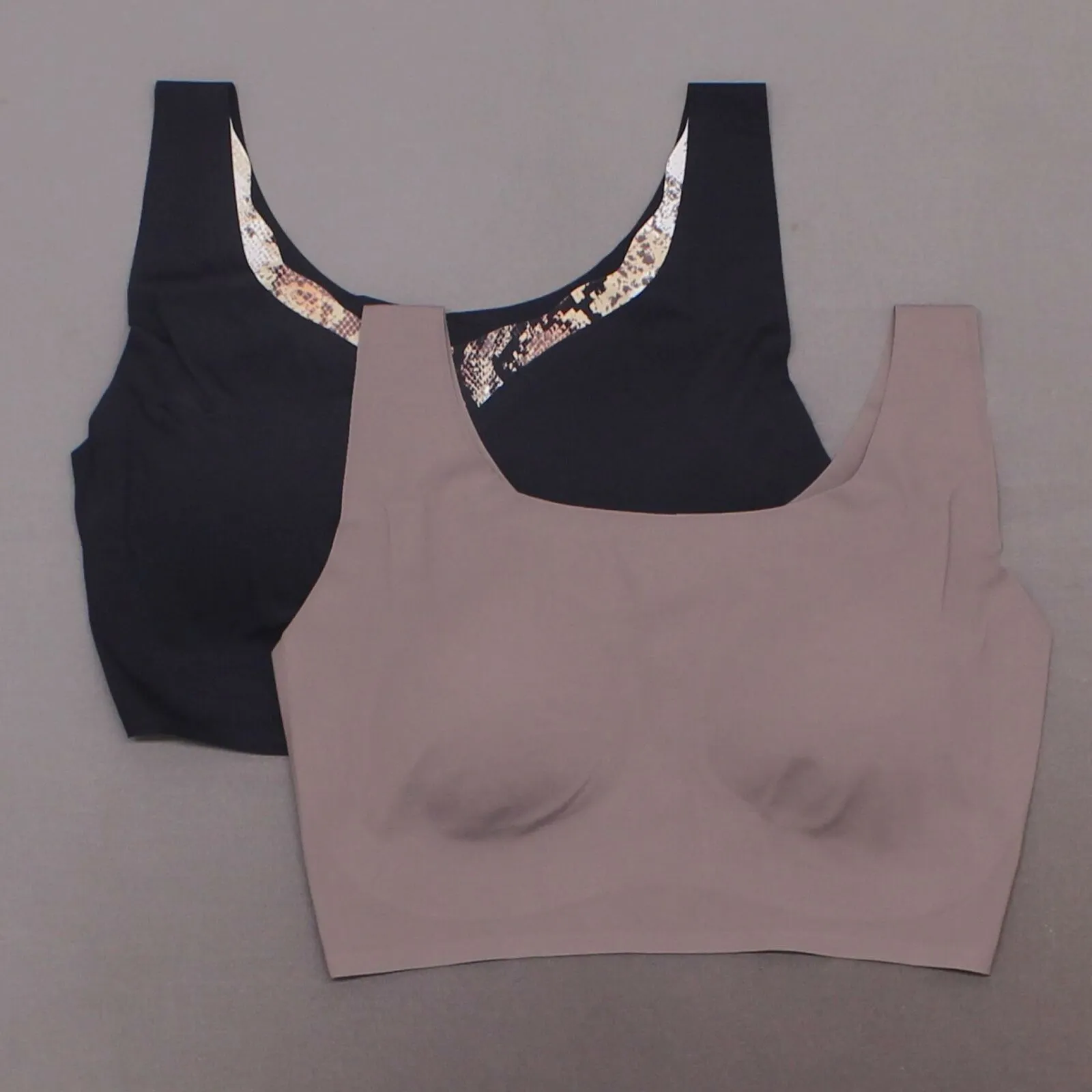 Rhonda Shear 2 Pack Body Bras With Removable Pads Mocha/ Black XL
