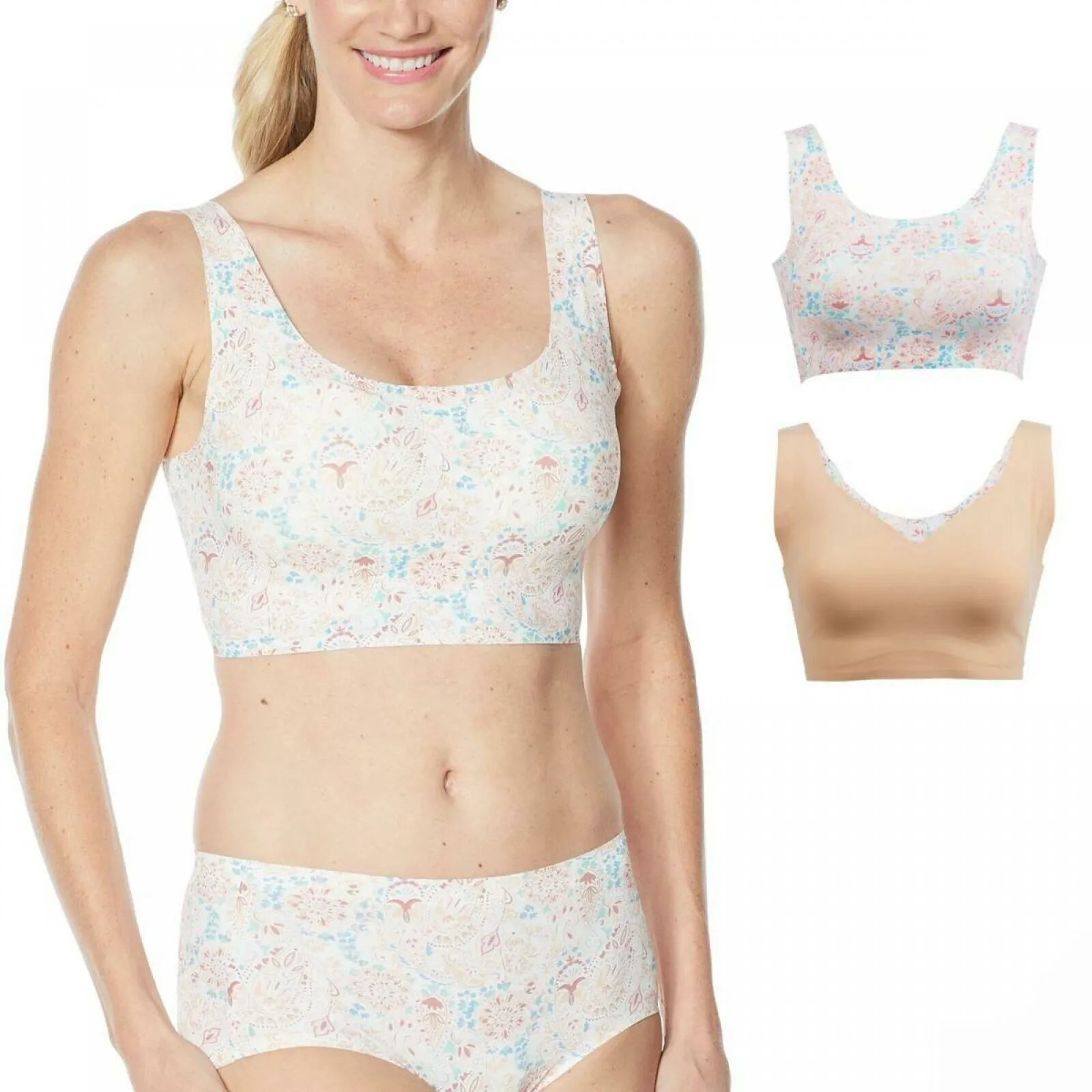 Rhonda Shear 2 Pack Body Bras With Removable Pads Pink Multi Large