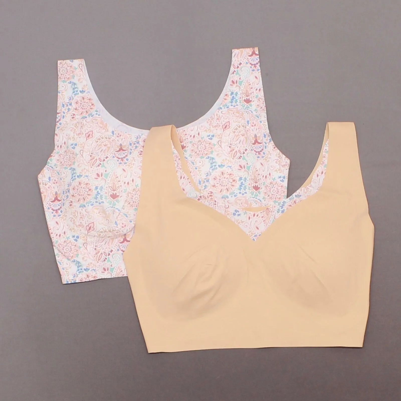 Rhonda Shear 2 Pack Body Bras With Removable Pads Pink Multi Large
