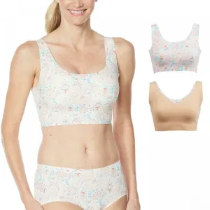 Rhonda Shear 2 Pack Body Bras With Removable Pads Pink Multi Large